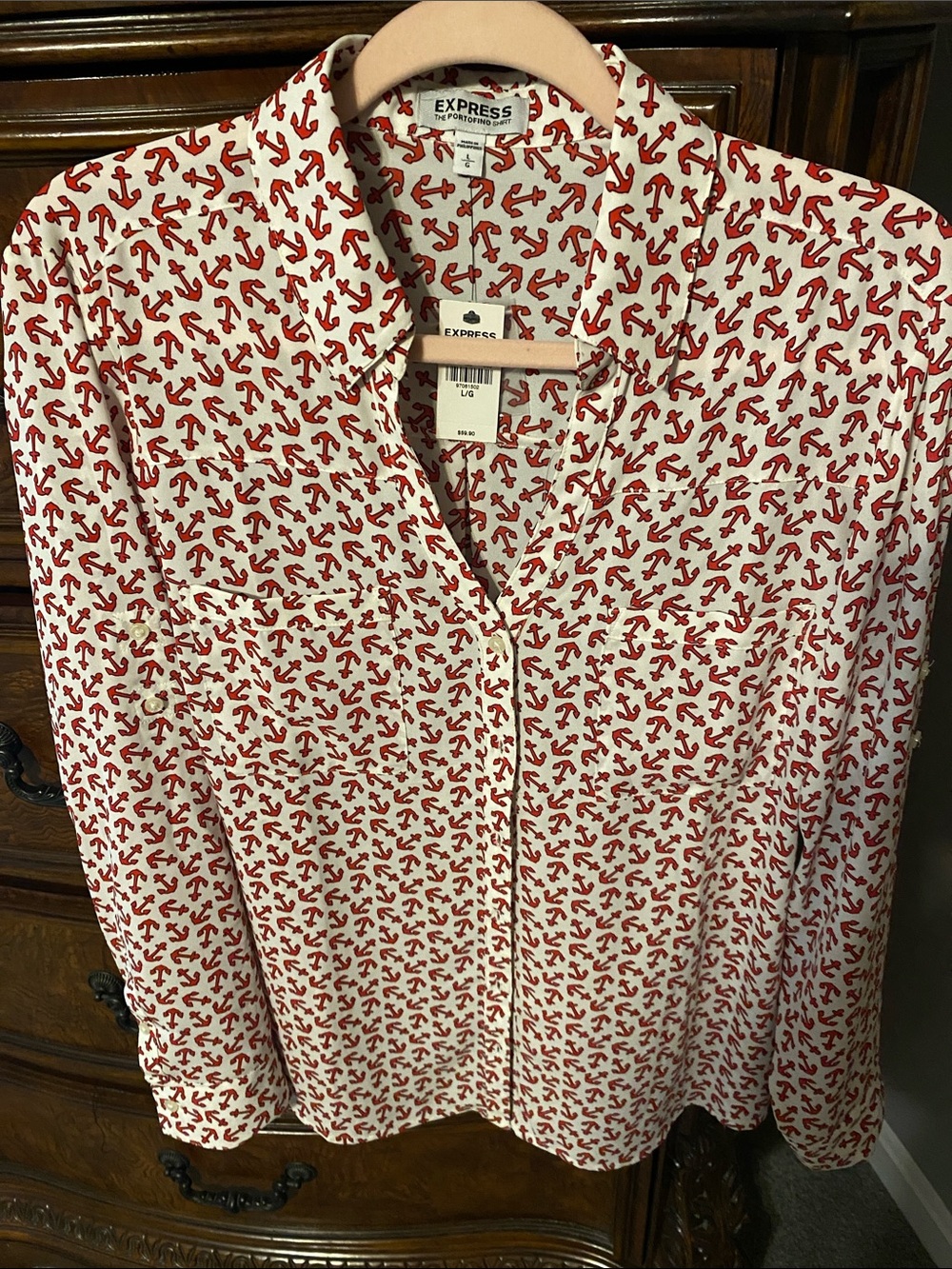 Express portofino red nautical blouse nwt